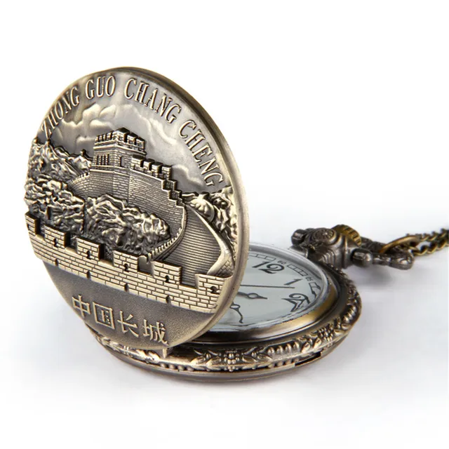 GEMIXI PocketWatches Vintage Bronze Great Wall Pendant Quartz Pocket Watch Neckl GEMIXI PocketWatches Vintage Bronze Great Wall Pendant Quartz Pocket Watch Neckl
