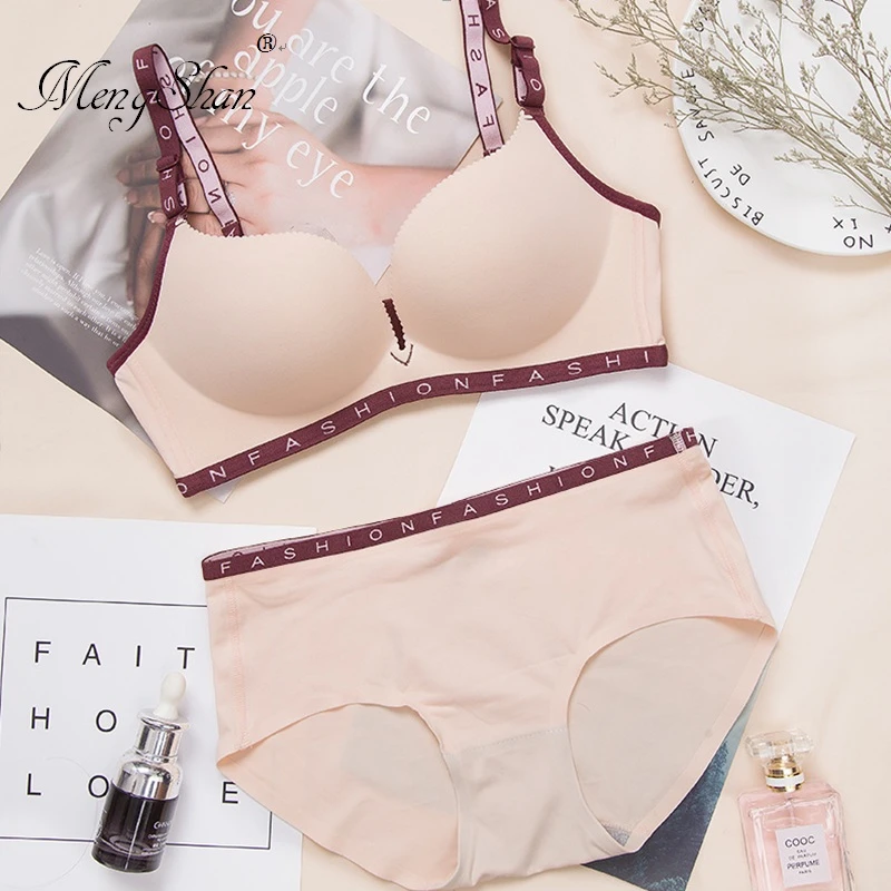 English letter Shoulder bra suit sexy bra underwear women New Skin Age bra push up bralette modis sutyen 75B 75C 80B 80C 85B 85C red bra set