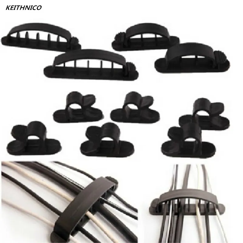 

KEITHNICO 10Pcs Universal Cable Holder Clip Buckle Cord Plastic Ties Wire Organizer Fastener Cable Management Storage Collector