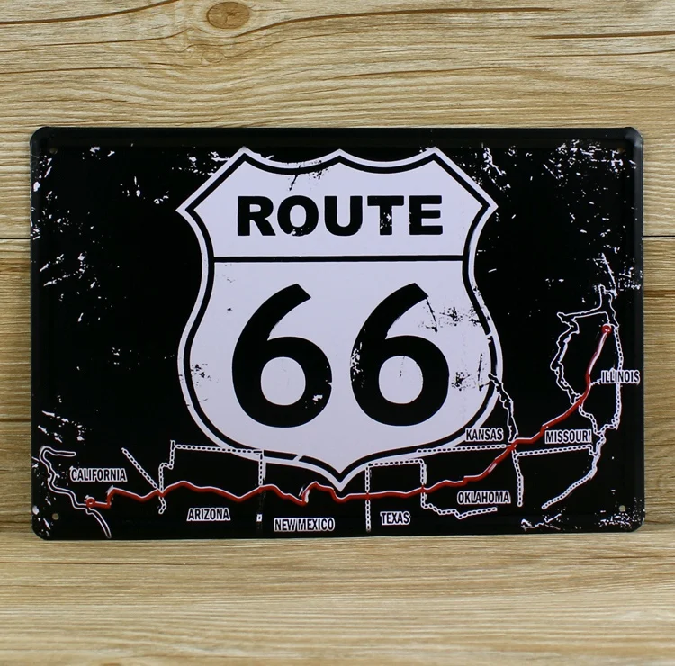 NEW arrival USA for route 66 RO-0332 vintage metal tin signs mural home decorative plates wall art craft decor bar 20X30cm