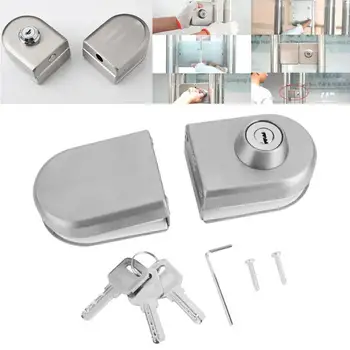 

10~12mm Stainless Steel Glass Door Lock Glass Door Latch with Keys Open/Close Home Hotel Bathroom Use Bathroom Lock