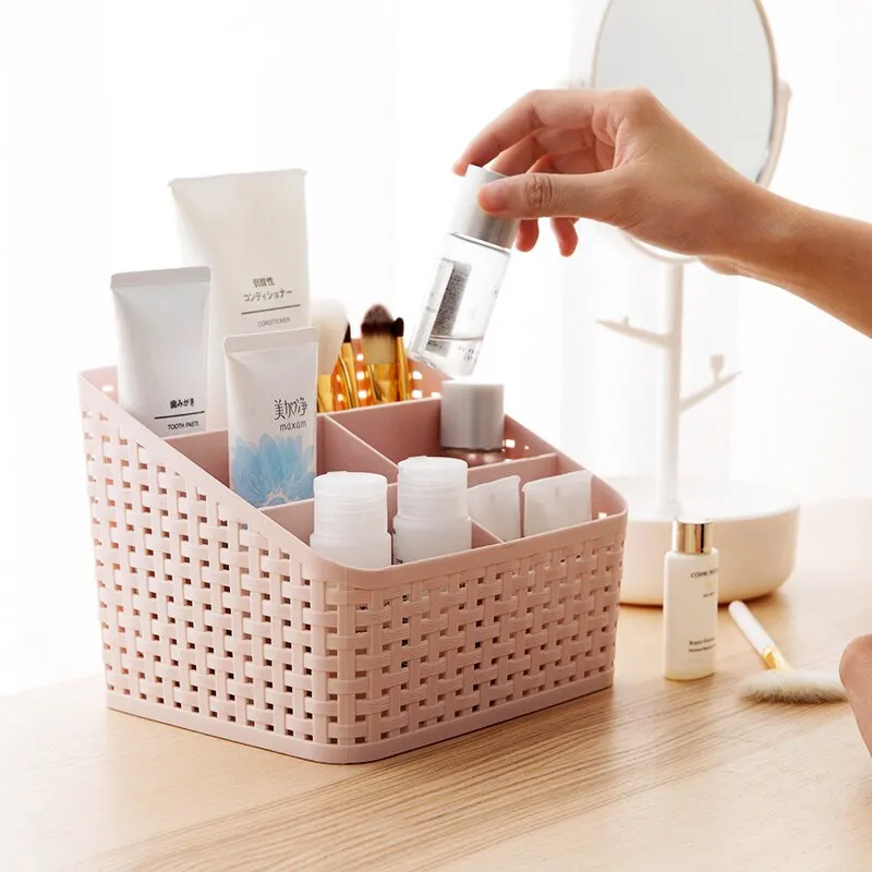 Hifuar Plastic Makeup Organizer Jewelry Necklace Nail  Earring Cosmetics Storage Container Drawer Home Desktop Storage Box Women