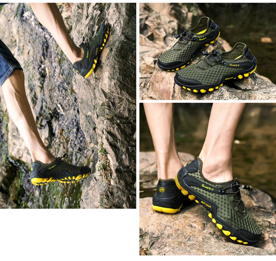 Весенне-летние мужские кроссовки, уличная походная дышащяя обувь, клетчатый дизайн, сетчатая обувь с низким верхом, противоскользящая походная обувь для альпинизма