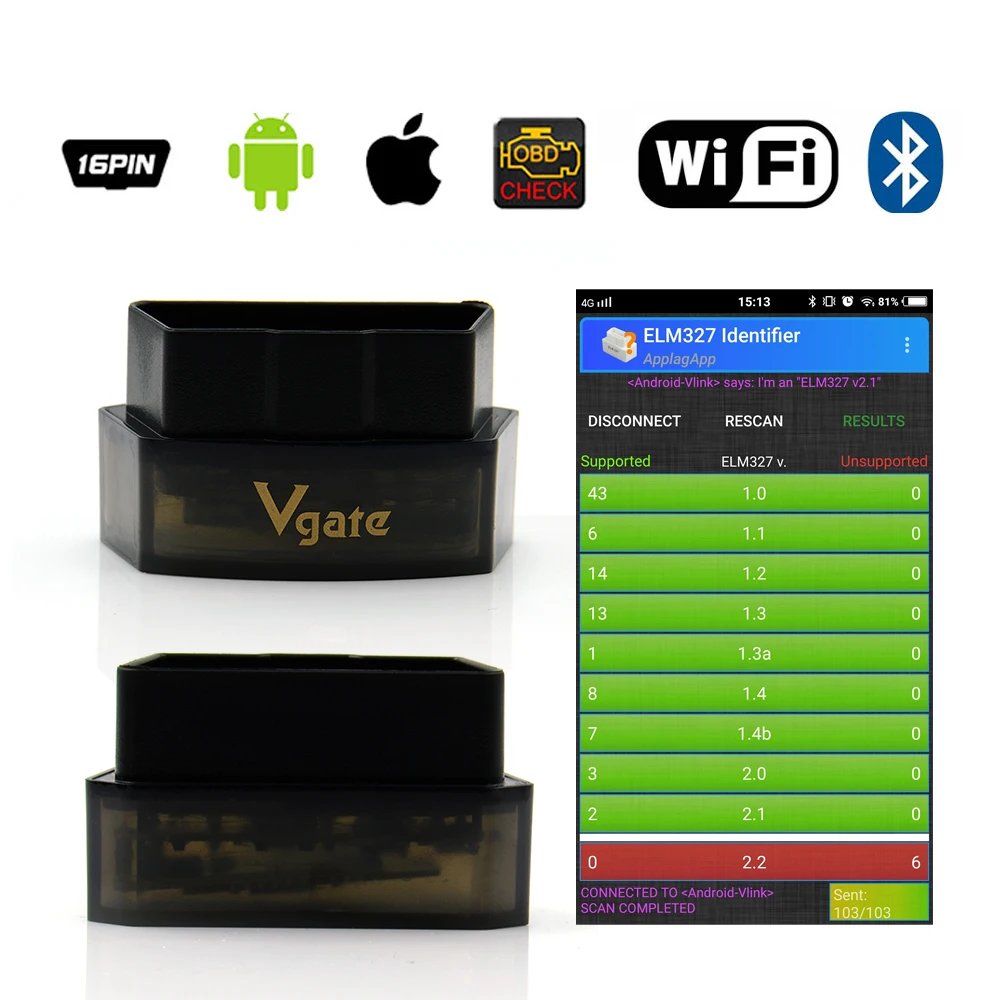 Vgate iCar pro ELM327 Bluetooth 4,0/wifi OBD2 автомобильный диагностический сканер для Android/IOS ELM 327 Программное обеспечение V2.1 диагностический тоже