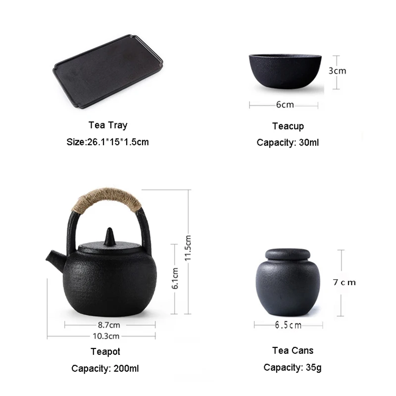  Zen Japanese Coarse Pottery Portable Kung Fu Tea Set Teapots Teacup Tea Cans Creative Ceramics Home