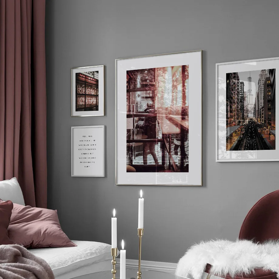 

Wall Art Canvas Painting New York Neon City Skyscraper Nordic Posters And Prints Decoration Wall Pictures For Living Room Salon