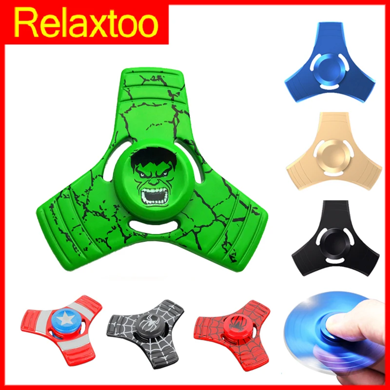 10 Styles Fidget Metal Spinner Hand EDC Tri pinner Finger Spiner Super Hero Hulk Iron Man