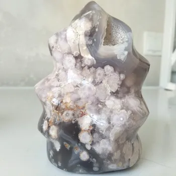 

100% Natural stone sakura agate crystal flame home decoration agate ice cream geomantic agate small stones and healing crystals