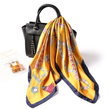 Дизайнерский брендовый женский шарф, модные летние шелковые шарфы, квадратные шали для девушек, шарфы для волос на шее, офисные носовые платки