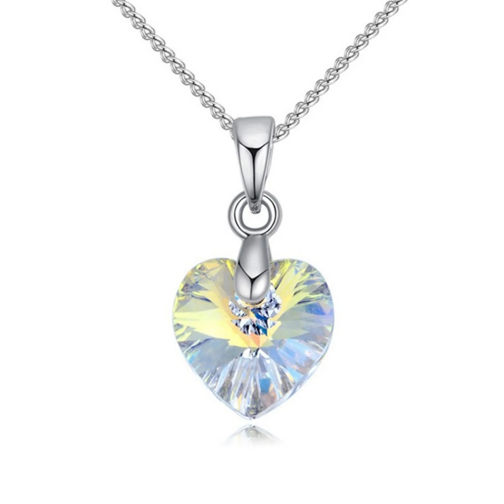 N008 Love You Forever ожерелье из австрийского кристалла принты Blue Heart с подвеской со