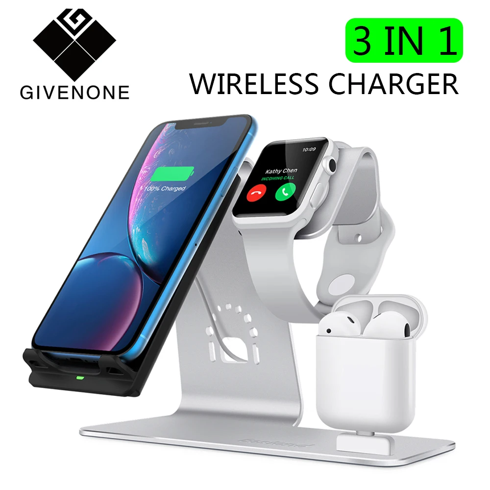

GIVENONE Wireless Charger For Samsung S8 S9 For Apple Watch Airpads IPhone 8 X QI Wireless Charger Quick Charge 2.0 3.0