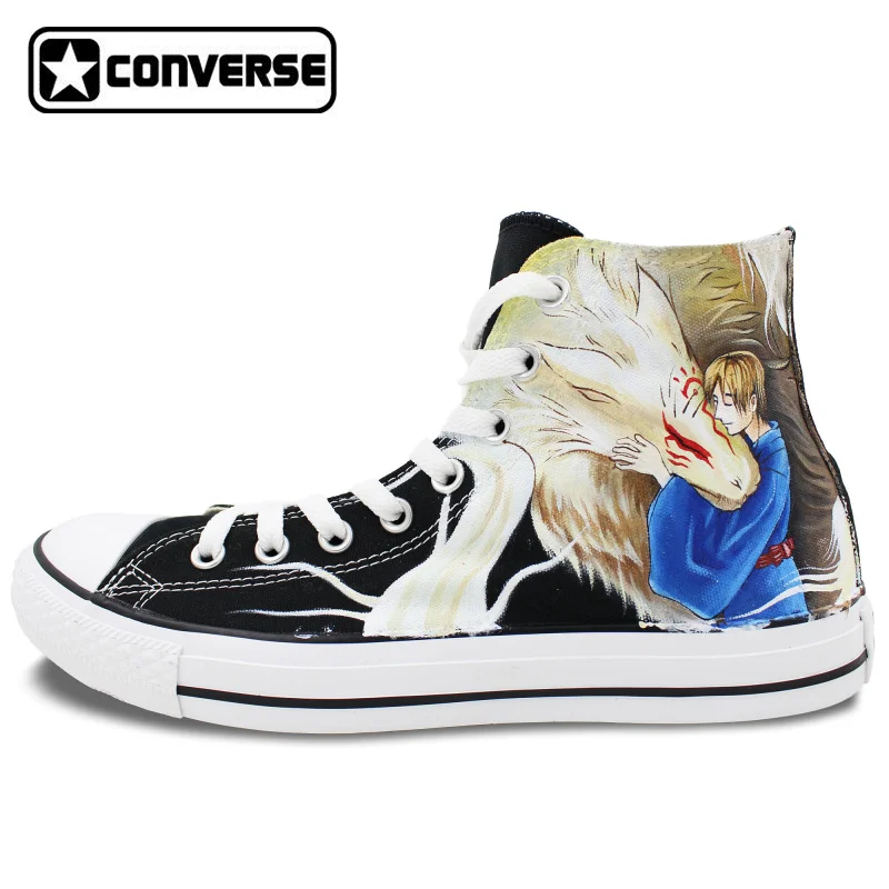 Prix pour Peint à La main Chaussures Homme Femme Converse All Star Anime Livre de Natsume des Amis Custom Design Noir Haute Top Sneakers Prix pour Peint à La main Chaussures Homme Femme Converse All Star Anime Livre de Natsume des Amis Custom Design Noir Haute Top Sneakers