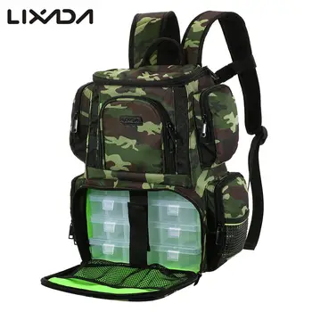 

Lixada Fishing Reel lure Bag Backpack Fishing Lures Bait Box Storage Bag with 4 Fishing Tackle Box for Pesca