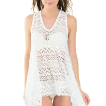 Для женщин v-образным вырезом крючком платок Cover Up пляжное платье топ купальник туника