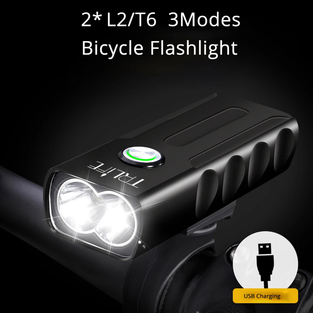 5200mAh Bike Light Kit T6 L2 Flashlight Bicycle 2400 Lumen Led Lant Headlight