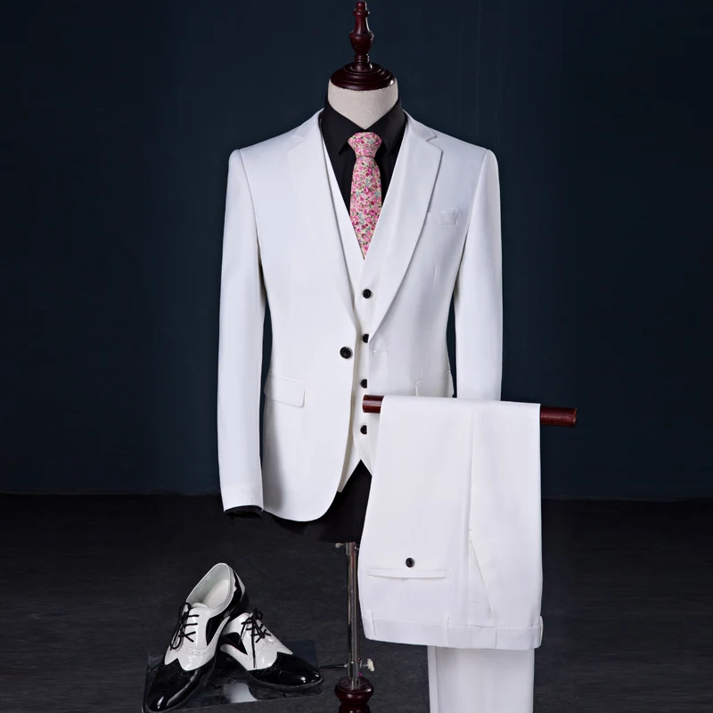 men Suit 2018 Famous Brand Mens Suits Wedding Groom Plus Size S- 5XL 3 Pieces(Jacket+Vest+Pant) Slim Fit Casual Tuxedo Suit Male