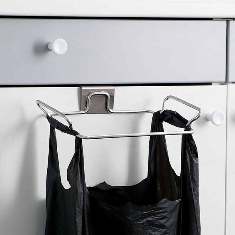 

Large Garbage Bags Holder Kitchen Wash Cloth Towel Storage Rack Stainless Steel Hanging Cupboard Cabinet Organizer Shelf