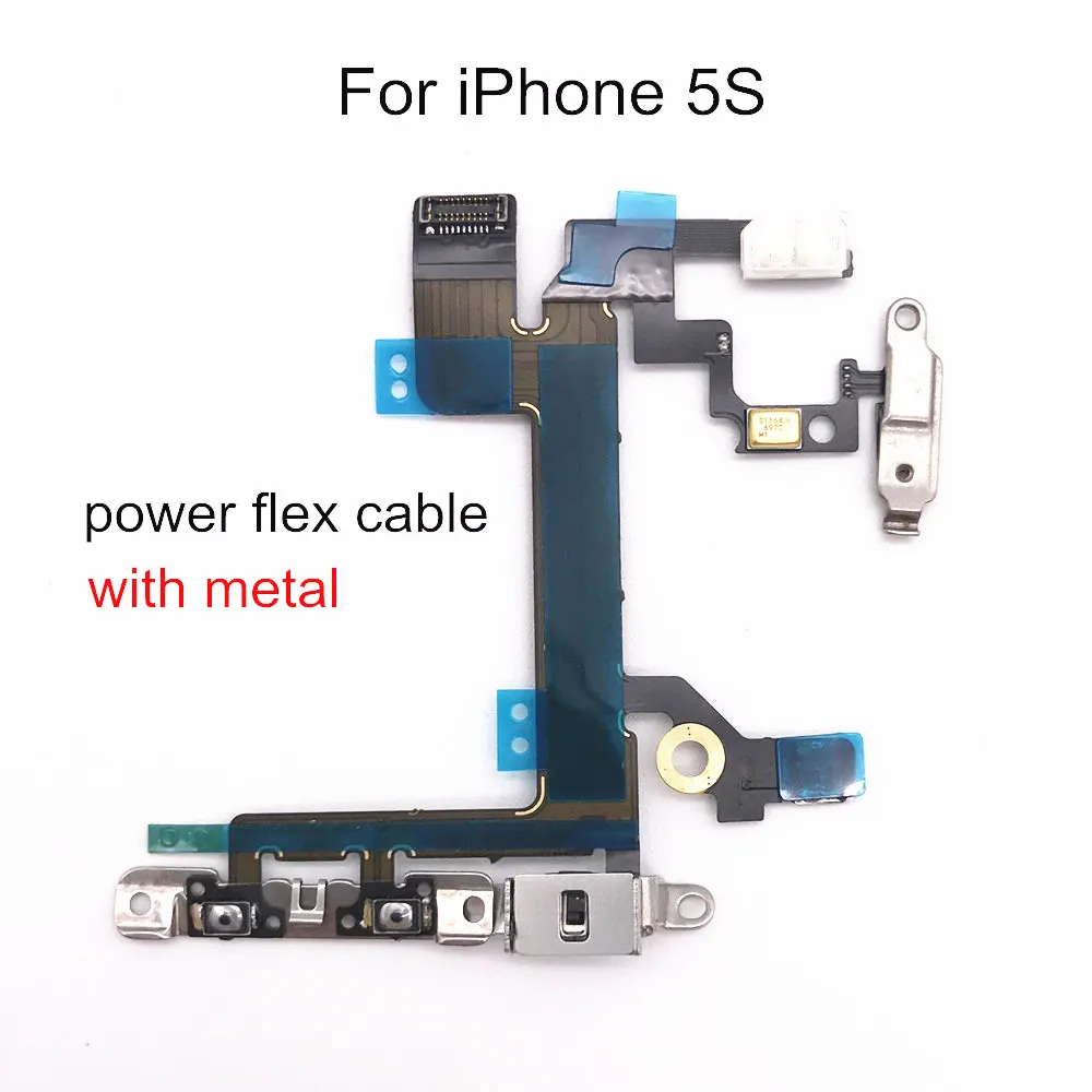1 Piece Power Flex Cable with Metal For iPhone 5 5S SE 6 6S 7 8 Plus X Volume Switch On Off Button Spare Part Replacement