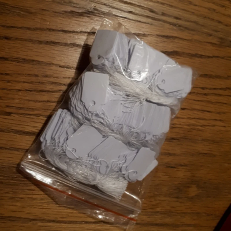 500 pcs Jewelry Strung Pricing Price Tags with String Silver Merchandise Cloth Label FREE SHIPING Jewelry Packaging