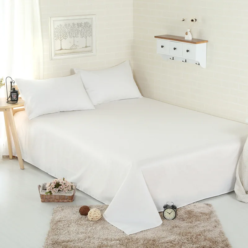  100% Cotton Solid Flat Sheet Bed Sheet Bed Cover Bedsheet Black White Blue Single Twin Full Queen K