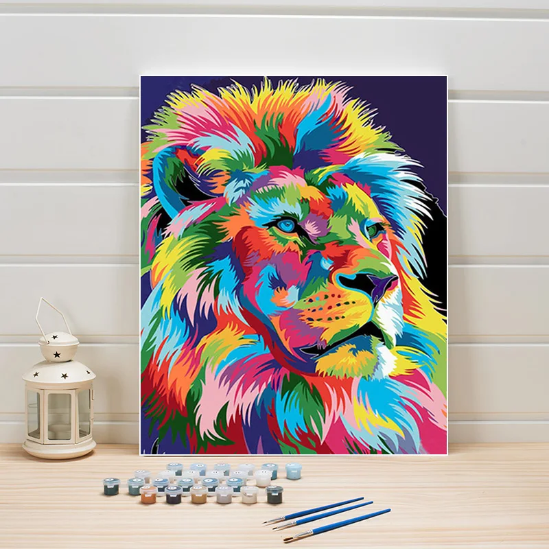 

Painting By Numbers Abstract Lion 40x50cm Acrylic ,Paint By Number Package Animal On Canvas, Color Wall Pictures For Living Room