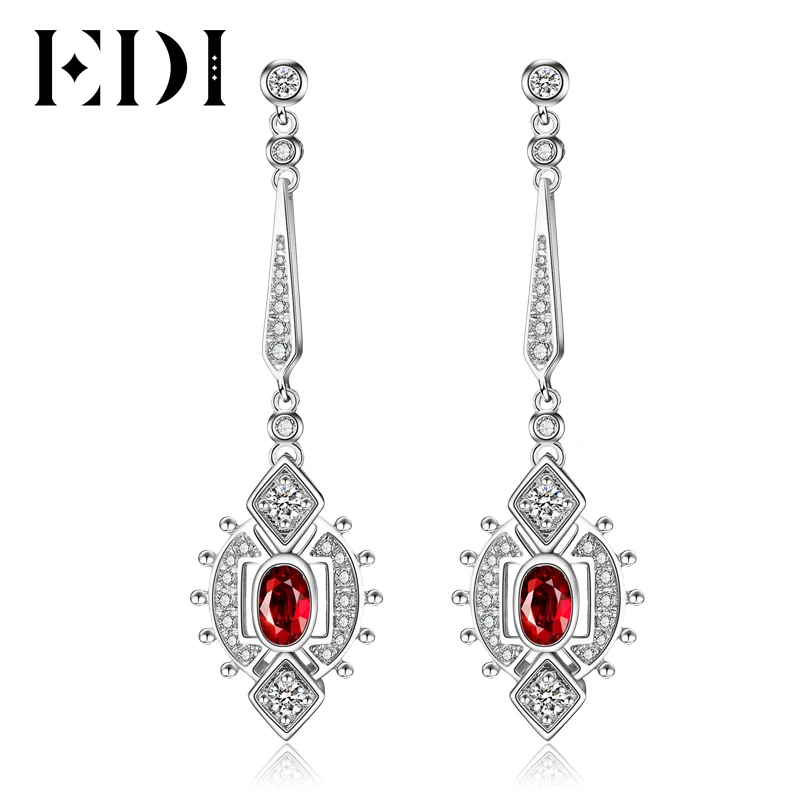

EDI Women 925 Sterling Silver Drop Earrings For Women European Luxury 0.6ct Natural Garnet Party Fashion Earrings Fine Jewelry
