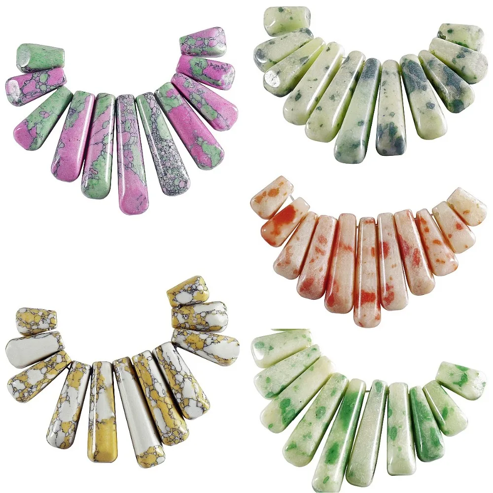 

TUMBEELLUWA 11Pc/Set Howlite Stone Loose Beads for Jewelry Making,Top Drilled Bar Sticks Pendant Beads Set