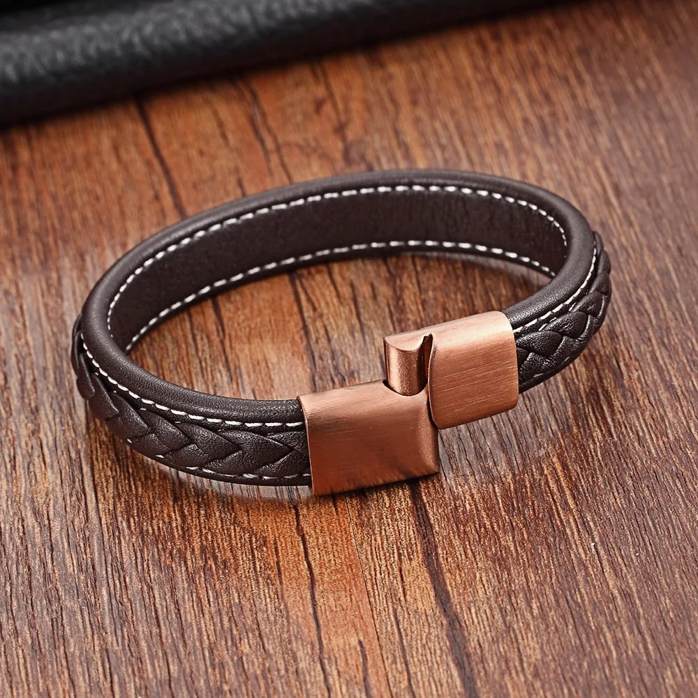 TYO Personality Braided Genuine Leather Bracelet & Bangle For Men 6 Colors For Choices Minimalist Design Accessories Jewelry