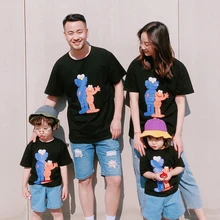 cartoon t shirt family look mommy and me clothes mother daughter dad son tee shirts mom mum son matching outfits dress clothing dear mum and dad