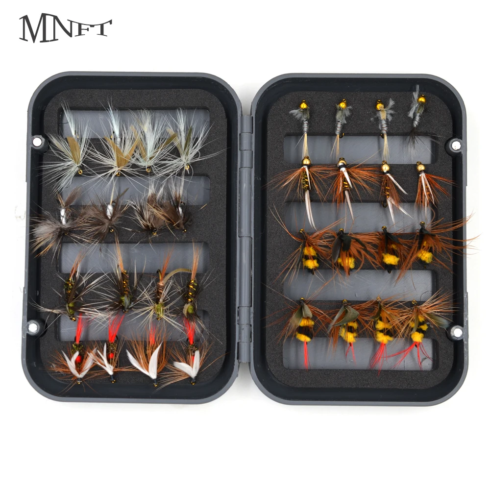 

MNFT 32Pcs/Box Fly Fishing Flies Trout Lures Fishing Tackle Fly Fishing Flies with Boxed Carp Artificial Fish Bait