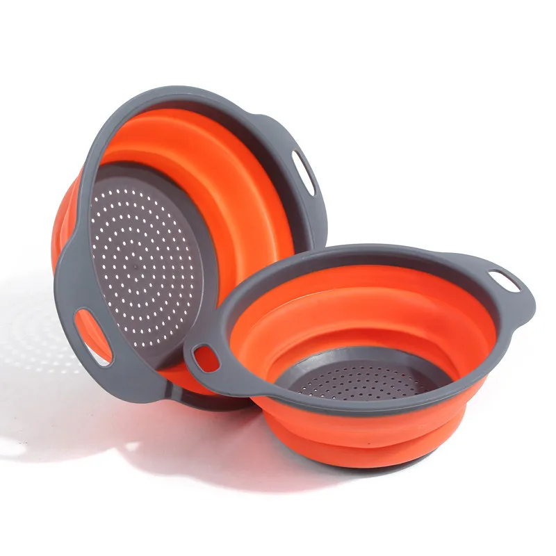 

2 pcs Food-Grade Silicone Collapsible Colanders Set Gadget for kitchen Space-Saver Folding Strainer Colander, Dishwasher Safe