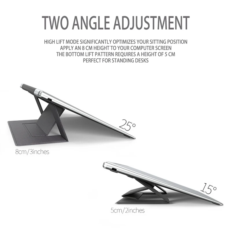 Fold Portable Laptop Stand View Angle/Height Adjustable Pad Adhesive Bracket Invisible Magnetic Holder for Ipad Macbook Notebook