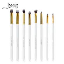 Jessup бренд белый/золотой 8 шт. наборы набор кистей для макияжа глаз Смешивание теней для век скошенная Кисть для макияжа глаз Копченый цвет кисти для макияжа Красота Косметика