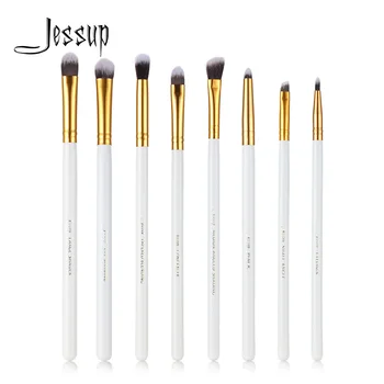 

Eye brushes Set blend shadow angled Eyeliner smoked bloom makeup brush Jessup White/Gold 8pcs set