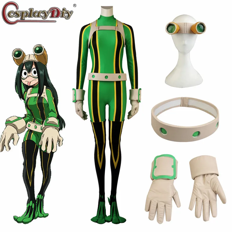 Cosplaydiy аниме My Hero Academia cosplay Boku no Akademia Tsuyu Asui костюмы Frog костюм на Хэллоуин