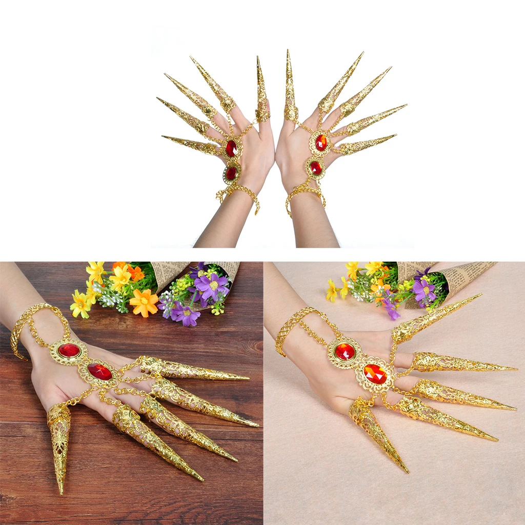 4x Womens Girls Dancing Finger Jewelry Belly Dance Nail Finger Indian Thai