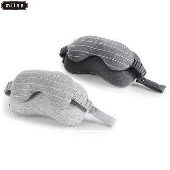 

mling 2 In 1 U Shaped Foam Particle Massage Travel Neck Pillow with Eye Mask Home Office Car Airplane Head Nap Sleep Pillows