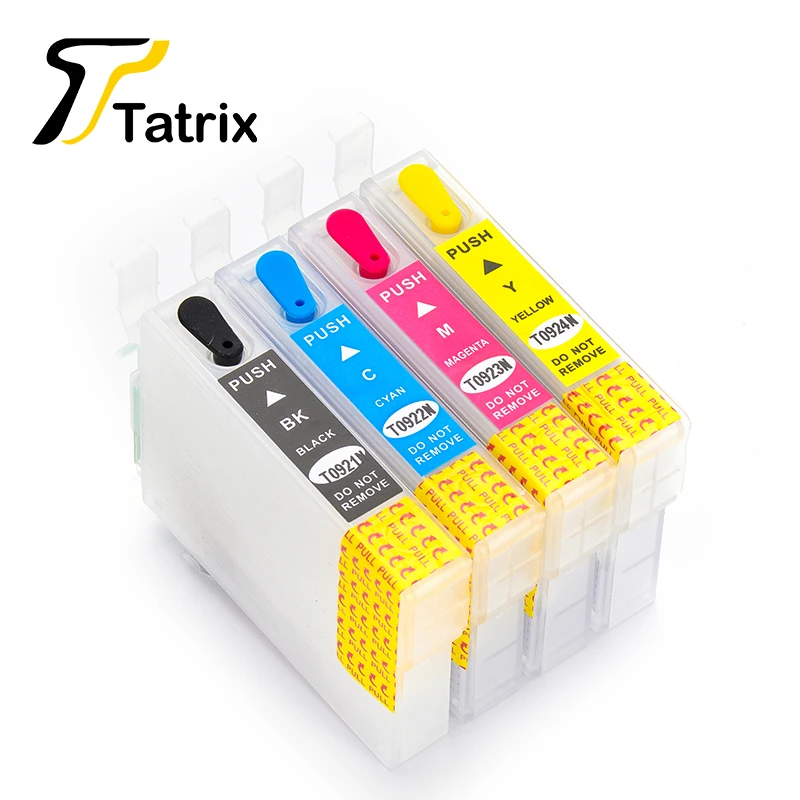 Compatible T0921 T0922 T0923 T0924 4PK BK/C/M/Y Refillable Ink Cartridge With Chip For Epson ...