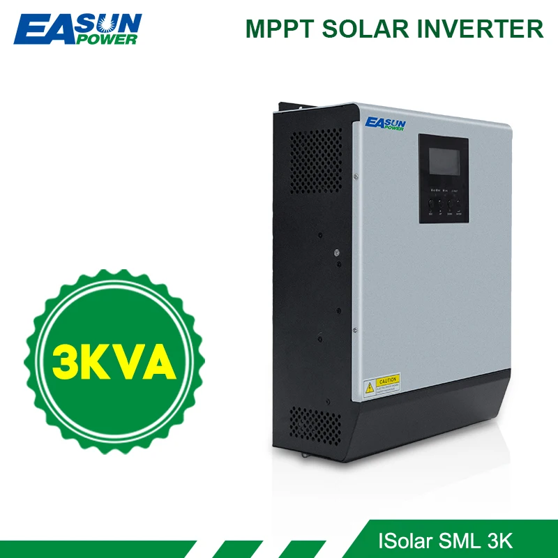 EASUN POWER 3KVA Solar Inverter 2400W 24V 220V Hybrid Inverter Pure Sine Wave Built-in MPPT Solar Controller Battery Charger