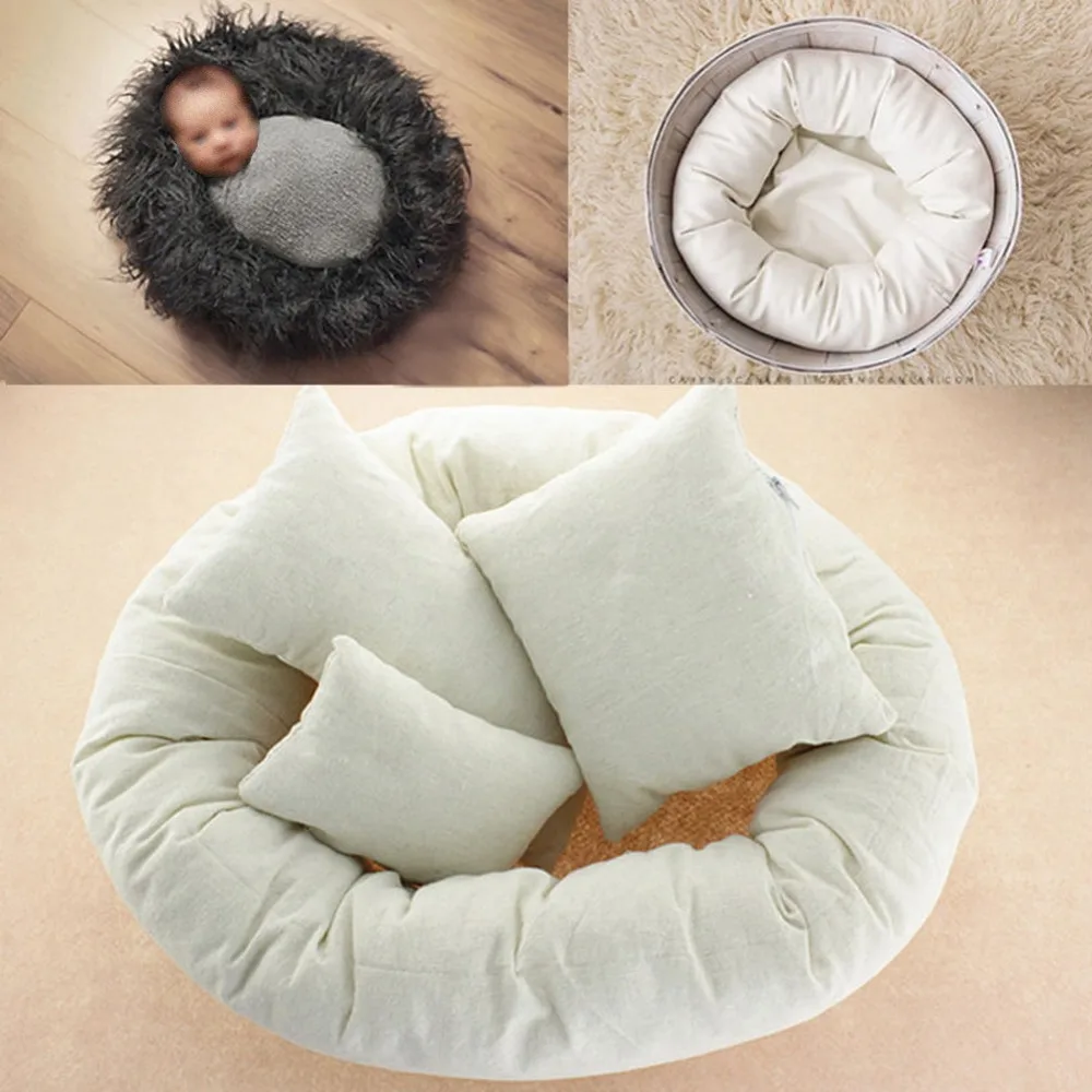 4 PCs Set Photography Props Newborn Infant Baby Photography Basket Filler Wheat Donut Posing Props Baby