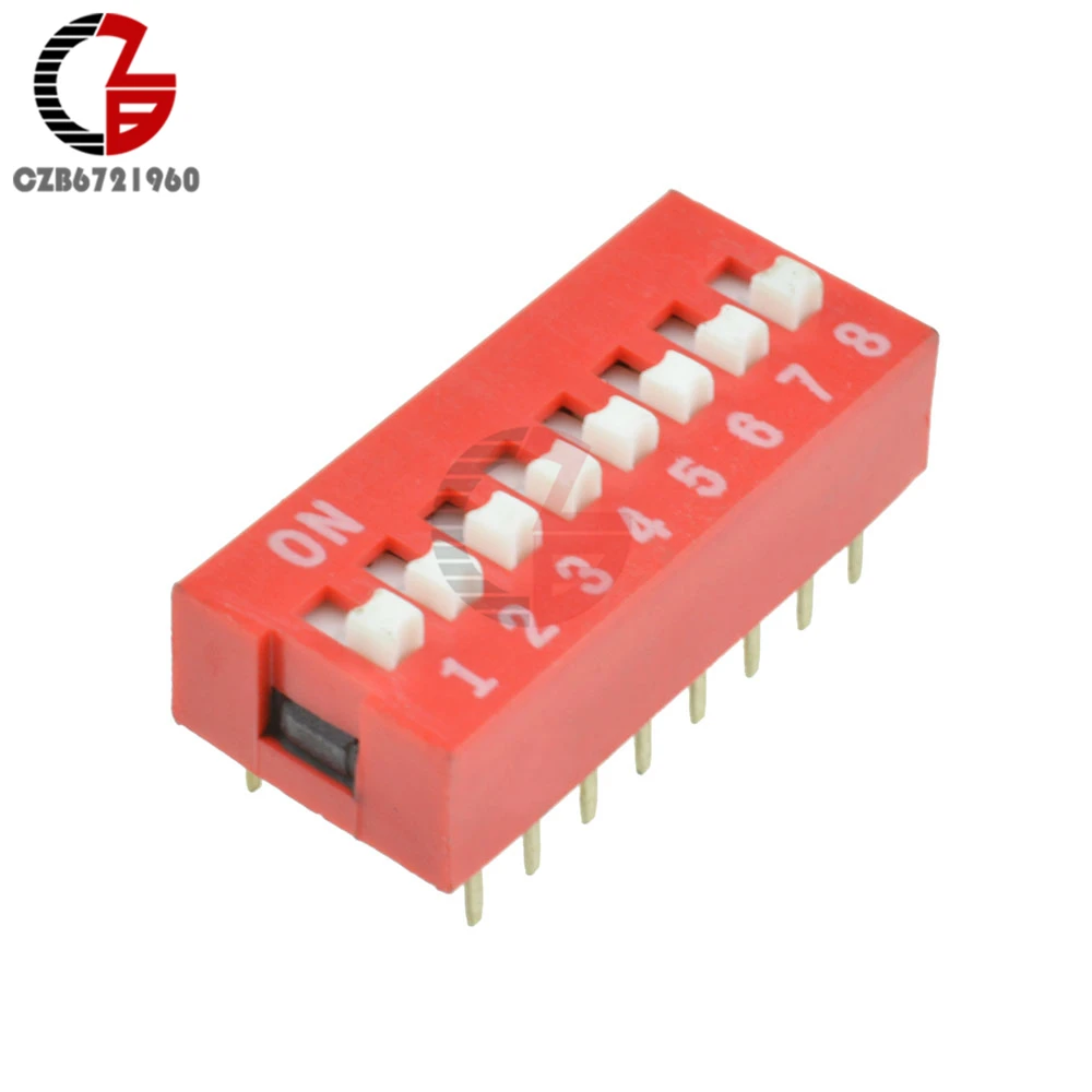

10Pcs DIP Switch 2.54mm Pitch 8 Position Way 8-Bit Slide Toggle Switch 8P