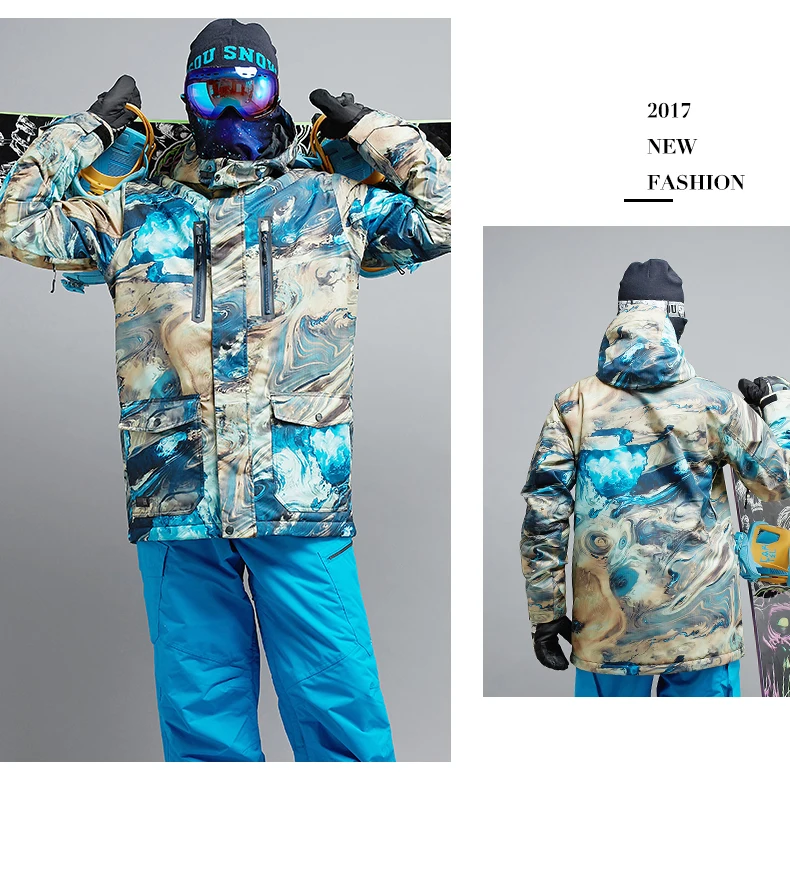 GSOU Зимний лыжный костюм для отдыха на открытом воздухе на молнии Ветрозащитный Дышащий Лыжный костюм мужской двойной однослойный лыжный костюм