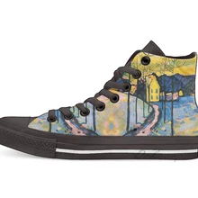 Красочные пейзаж Кандинского живопись новизна дизайна высокие холщовые нестандартная обувь без каблука повседневная обувь Прямая