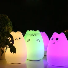 Cute Luminaria USB Cat LED Children Animal Night Light Silicone Soft Cartoon Baby Nursery Lamp Christmas Led Drop ship