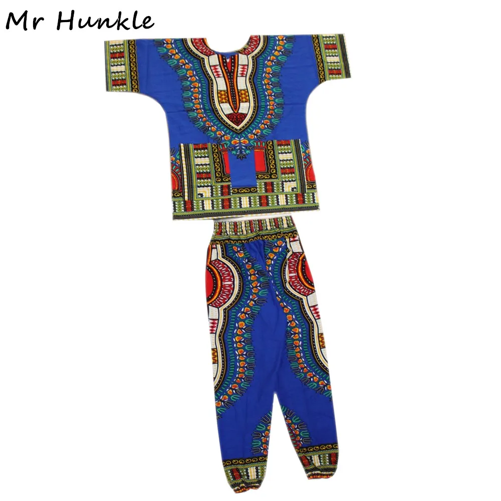 

Mr Hunkle New Fashion 100% Cotton African Costume Set African Blue Print Dashiki Set for women Dashiki Men Bazin Riche