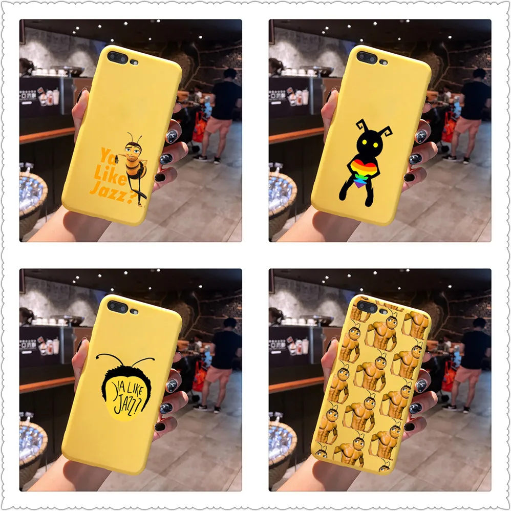 bee YA LIKE JAZZ? Candy Color TPU Case phone For iphoneX 7 8 XS XR XSMAX Pink Red Yellow White Cover