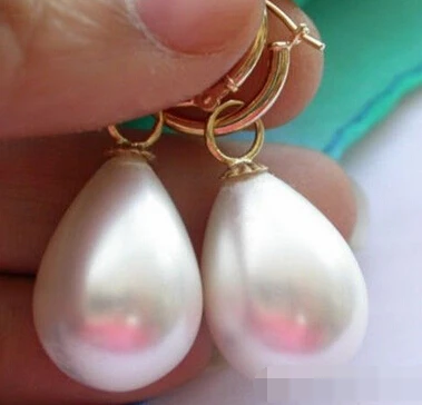 

hj 00526 DRIP white SOUTH SEA SHELL PEARL DANGLE EARRING