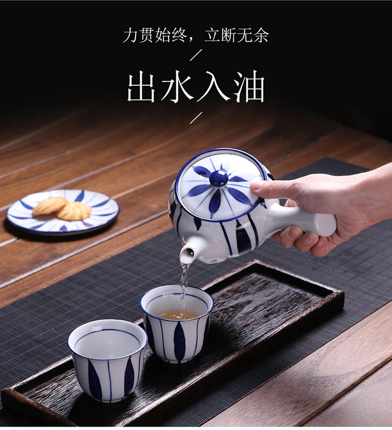 Ручная роспись японский кунгфу ароматизированный чайный набор бытовой фильтр сетка ретро старинный керамический чайник с боковой ручкой чайник поднос для чашек