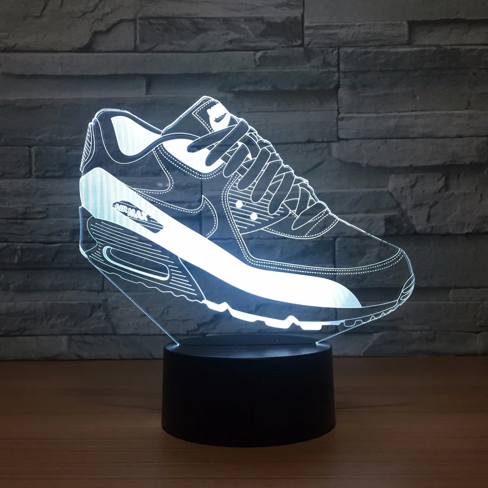 

7 Colors Changing 3D Visual Led Movement Shoes Night Lights Touch Usb Gradients Desk Lamp Baby Sleep Lighting Fixture Home Decor