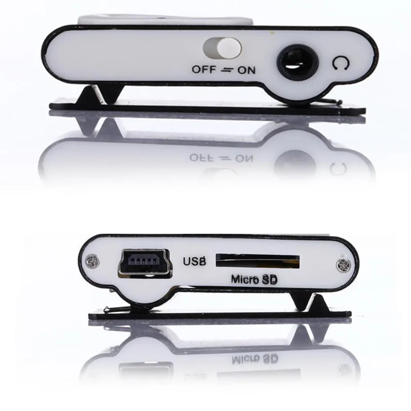 Mini Mirror Clip Lettore MP3 Portable Fashion Sport USB Digital Music Player Micro SD TF Card Media Player Color:Black